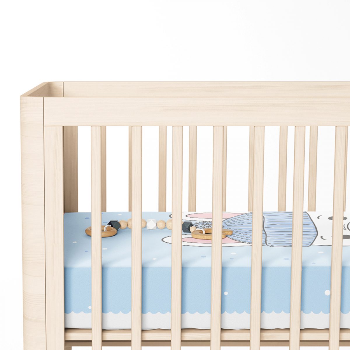 Mavi Zeminde Sevimli Tavşan Motifli Çocuk Odası Yatak Örtüsü Realhomes