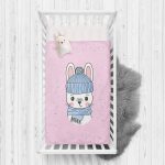 Pembe Zeminde Sevimli Tavşan Motifli Çocuk Odası Yatak Örtüsü Realhomes