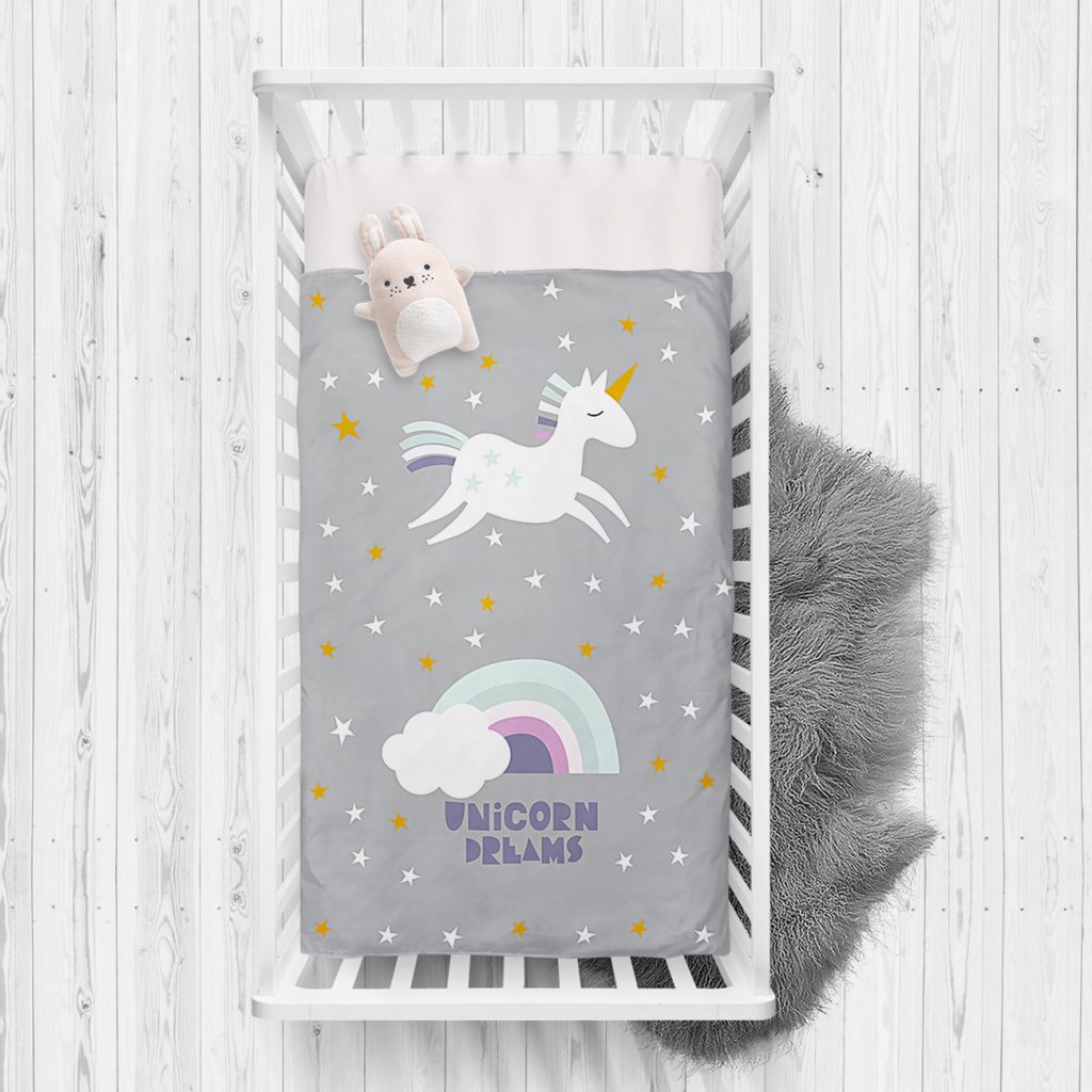 Unicorn Özel Tasarımlı At Motifli Çocuk Odası Yatak Örtüsü