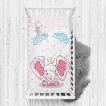 Pembe Sevimli Fil Tasarımlı Çocuk Odası Yatak Örtüsü Realhomes