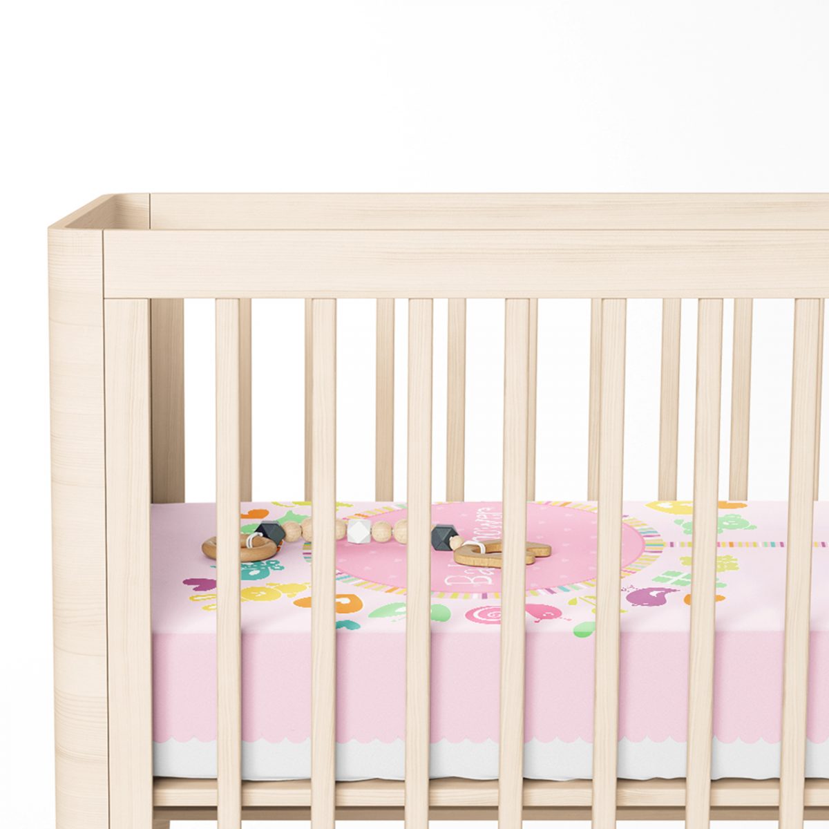 Pembe Zeminde Baby Shower Tasarımlı Çocuk Odası Yatak Örtüsü Realhomes