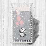 - Rh-Yatak-4353 - Realhomes  Uçan Balonlar ve Sevimli Panda Desenli Çocuk Odası Yatak Örtüsü Realhomes