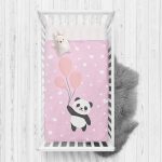 - Rh-Yatak-4353p - Realhomes  Uçan Balonlar ve Sevimli Panda Desenli Çocuk Odası Yatak Örtüsü Realhomes