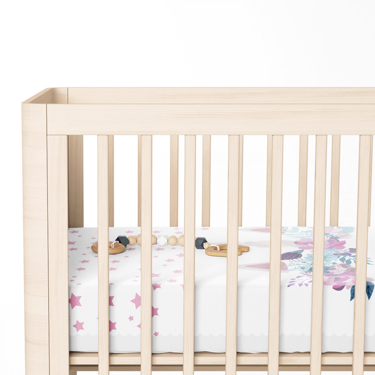 Beyaz Zeminde Baby Shower Özel Tasarım Çocuk Odası Yatak Örtüsü Realhomes