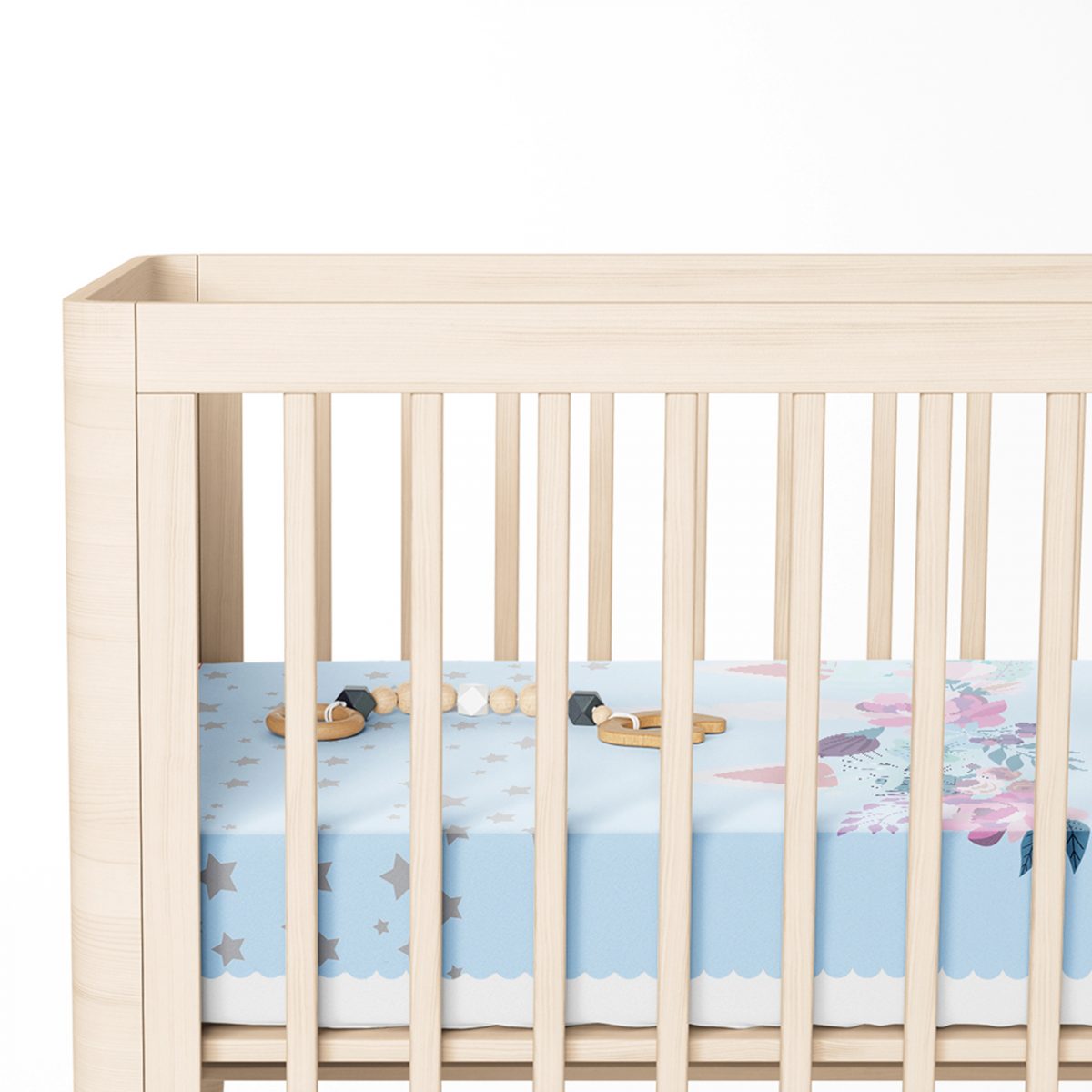 Mavi Zeminde Baby Shower Özel Tasarım Çocuk Odası Yatak Örtüsü Realhomes