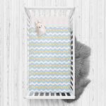 - Rh-Yatak-4363 - Realhomes Mavi Altın Varaklı Çizgi Motifli Çocuk Odası Yatak Örtüsü Realhomes