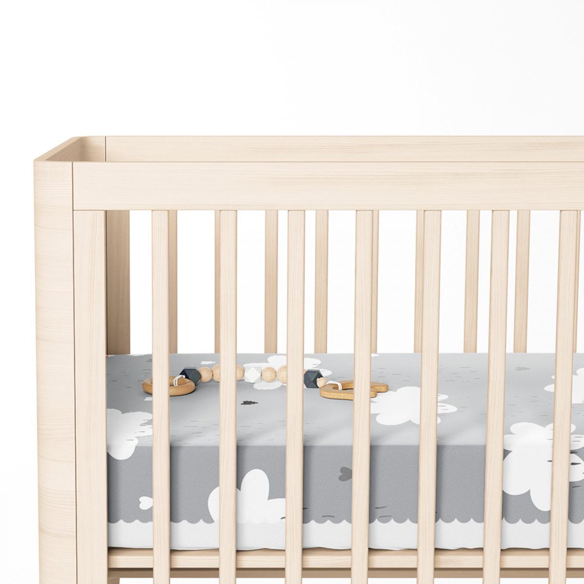 Gri Zeminde Bulutlar Özel Tasarımlı Çocuk Odası Yatak Örtüsü Realhomes