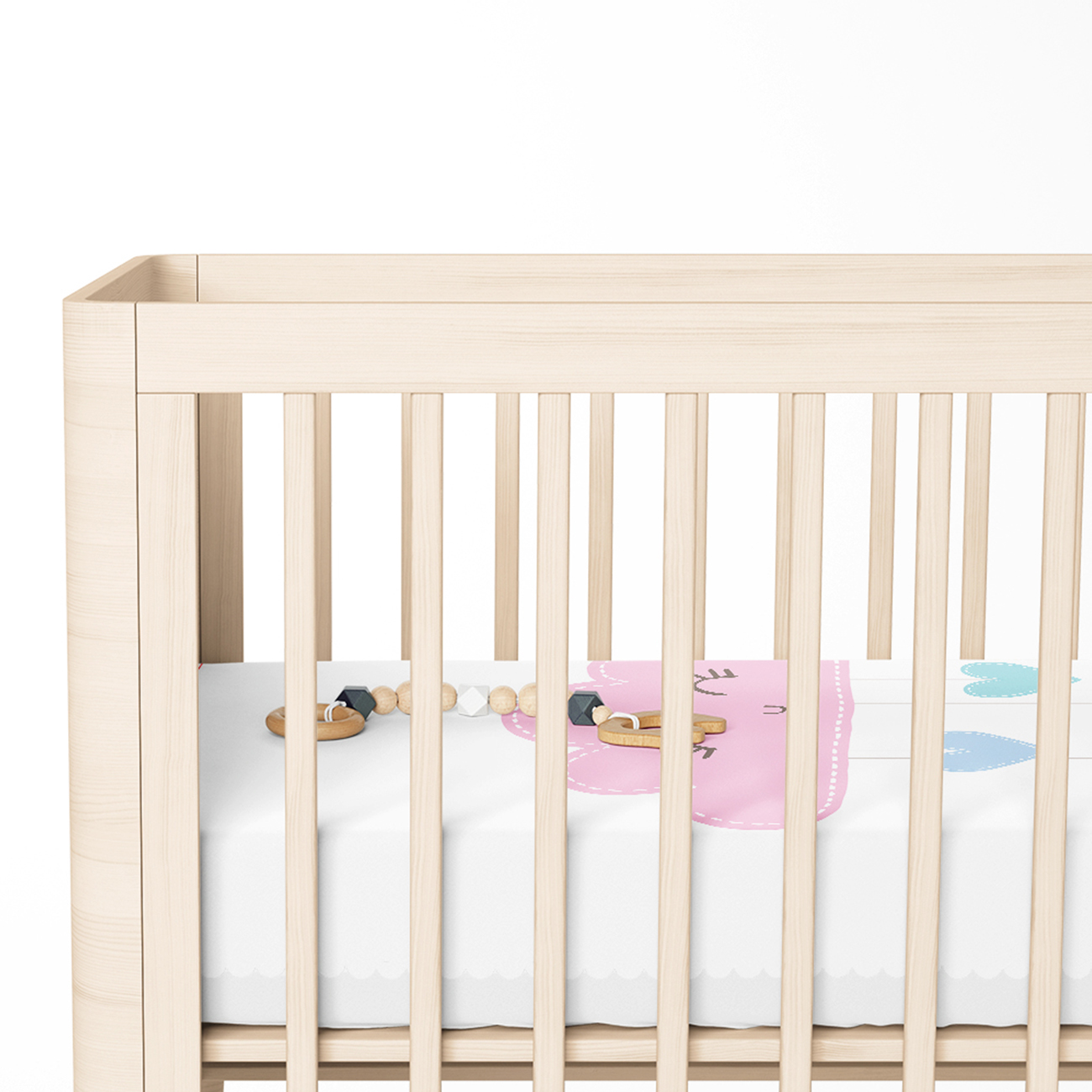 Beyaz Zeminde Pembe Bulutlu Baby Shower Çocuk Odası Yatak Örtüsü