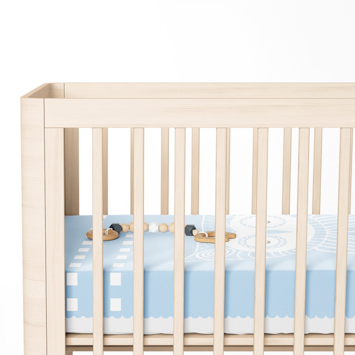 Mavi Zeminde Baykuş Özel Tasarımlı Bebek Odası Yatak Örtüsü Realhomes