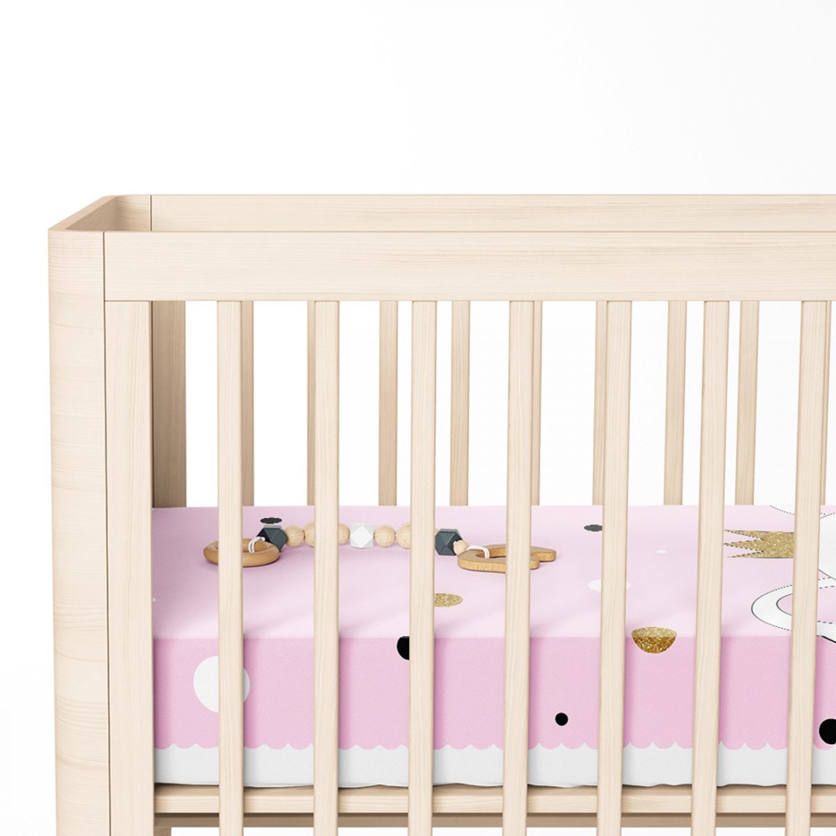 Renkli Puanlı Kedicik Desenli Bebek Odası Yatak Örtüsü Realhomes