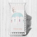 - Rh-Yatak-4392 - Realhomes Şemsiye ve Sevimli Ayıcıklar Motifli Bebek Odası Yatak Örtüsü Realhomes