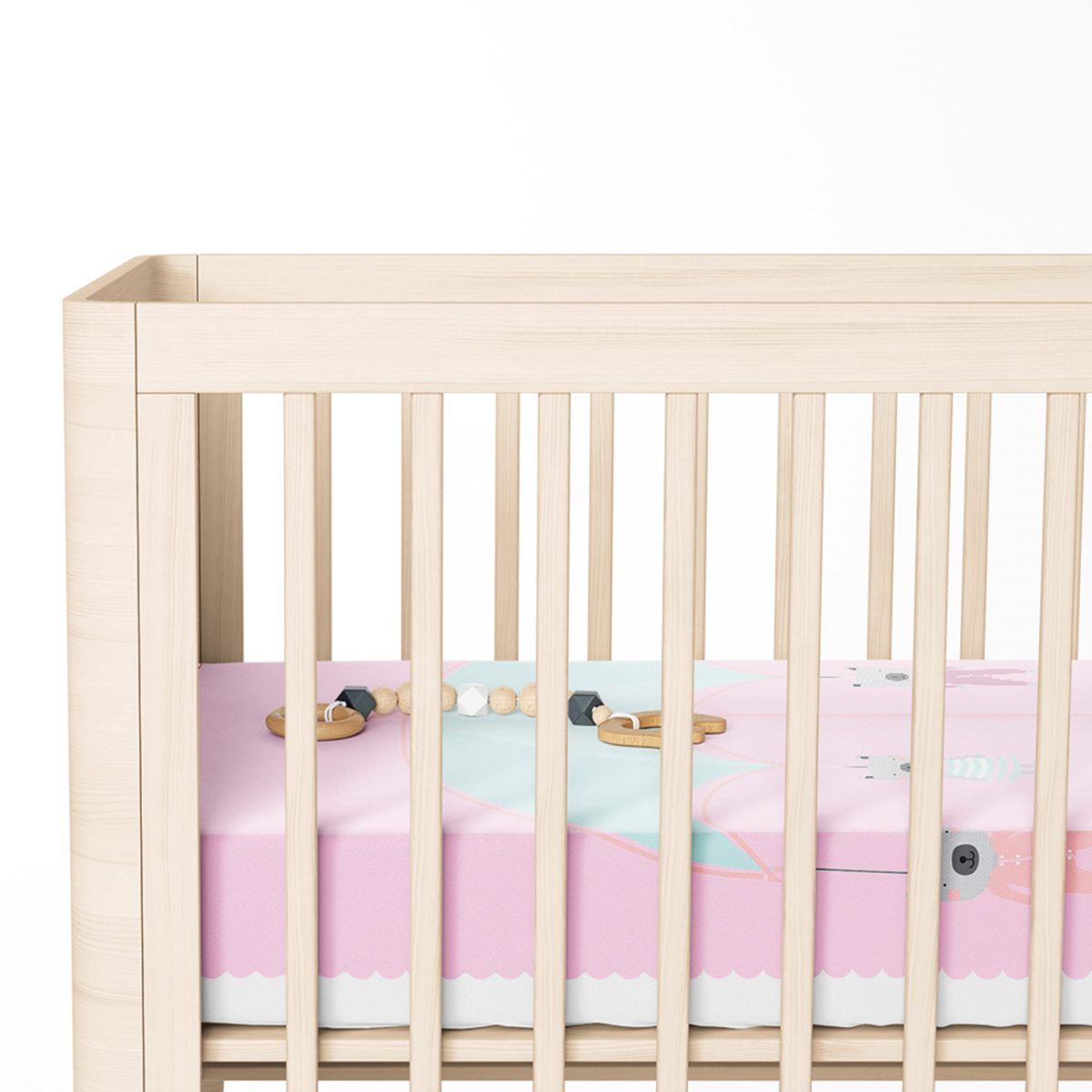 Pembe Zeminde Şemsiye ve Sevimli Ayıcıklar Motifli Bebek Odası Yatak Örtüsü Realhomes
