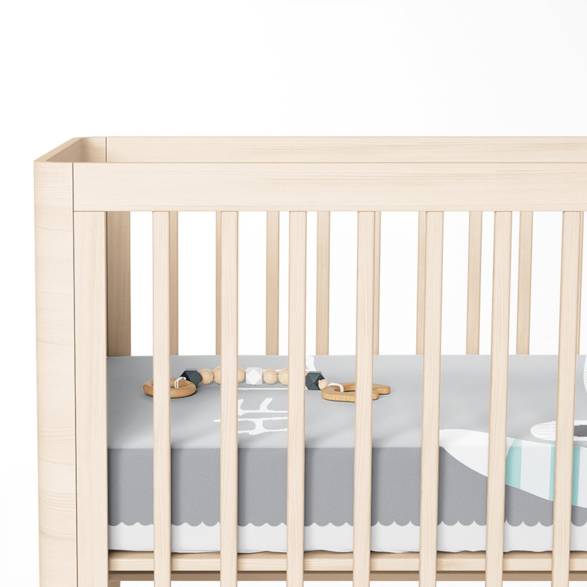 Gri Zeminde Sevimli Ayıcık Motifli Bebek Odası Yatak Örtüsü Realhomes
