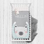 Gri Zeminde Sevimli Ayıcık Motifli Bebek Odası Yatak Örtüsü Realhomes