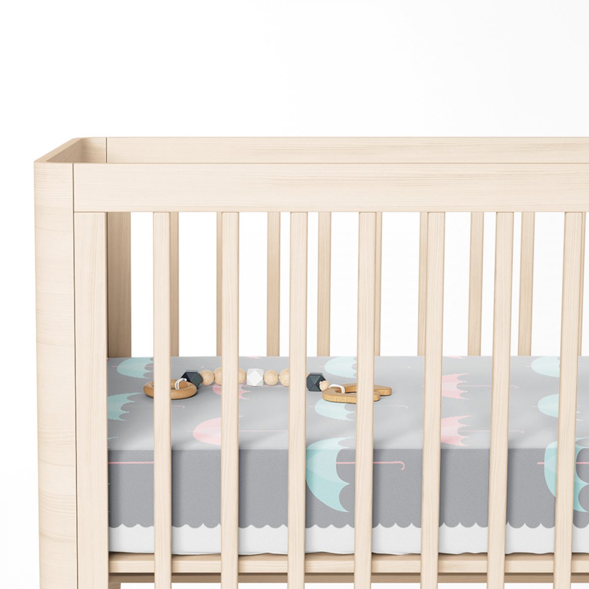 Renkli Şemsiyeler Özel Tasarımlı Bebek Odası Yatak Örtüsü Realhomes