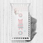 Beyaz Zeminde Deniz ve Ayıcık Desenli Bebek Odası Yatak Örtüsü Realhomes