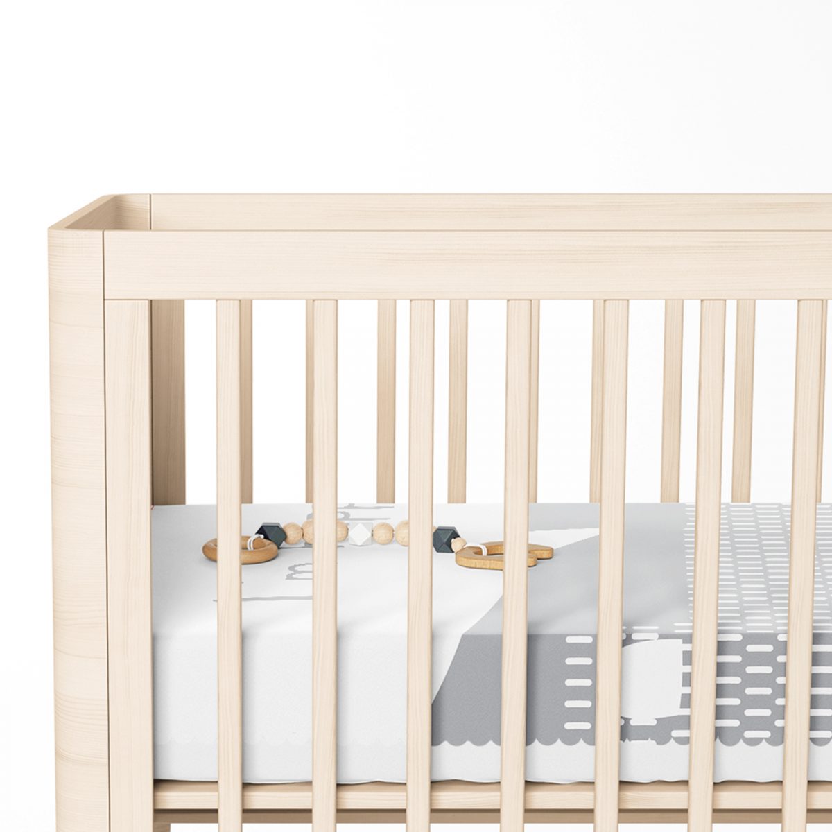 Gri Zeminde Mutlu Ayıcık Desenli Bebek Odası Yatak Örtüsü Realhomes