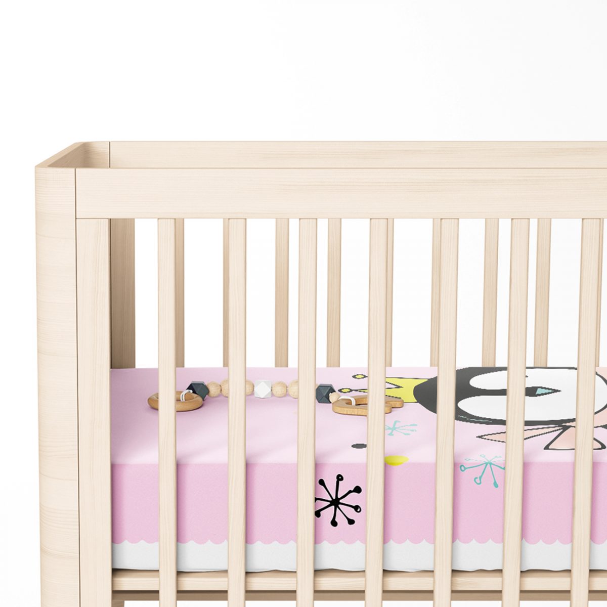 Pembe Zeminli Uçan Sevimli Penguen Tasarımlı Bebek Odası Yatak Örtüsü Realhomes