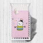 Pembe Zeminde Kardan adam Çizim Desenli Bebek Odası Yatak Örtüsü Realhomes