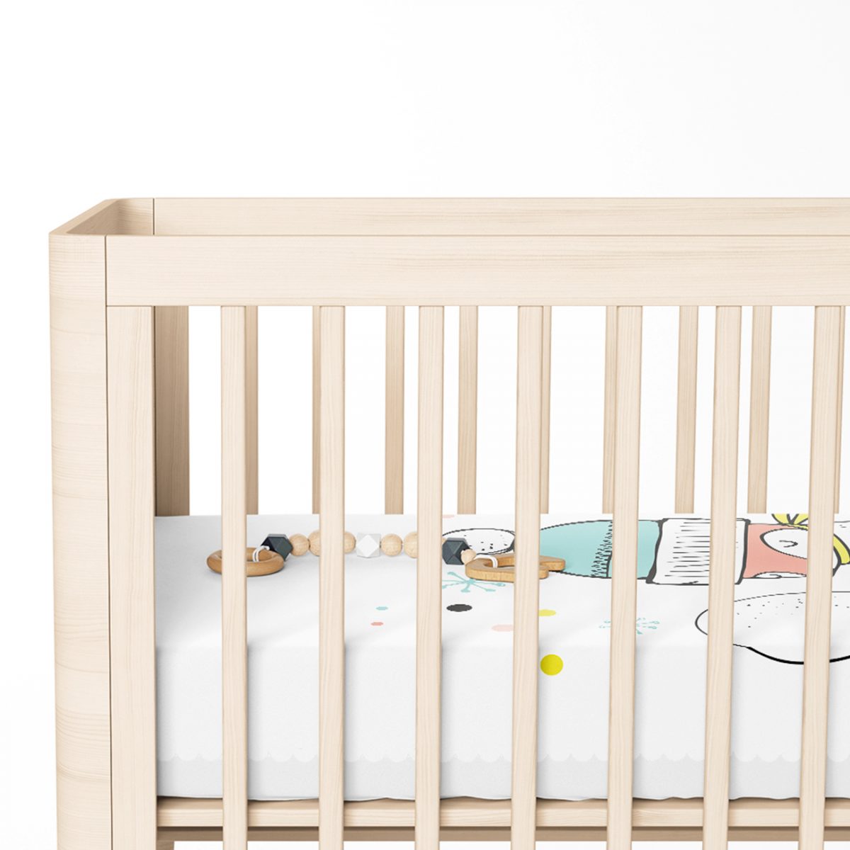 Beyaz Zeminde Sevimli Tilki Desenli Bebek Odası Yatak Örtüsü Realhomes