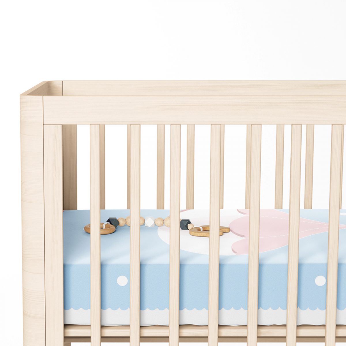 Mavi Zeminde Uçan Fil Desenli Bebek Odası Yatak Örtüsü Realhomes