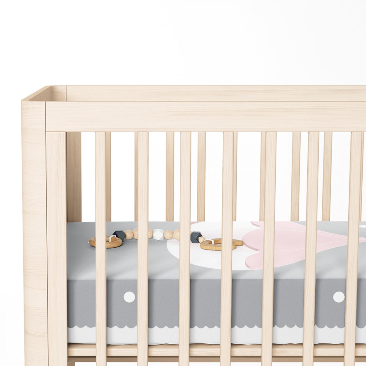 Gri Zeminde Uçan Fil Desenli Bebek Odası Yatak Örtüsü Realhomes