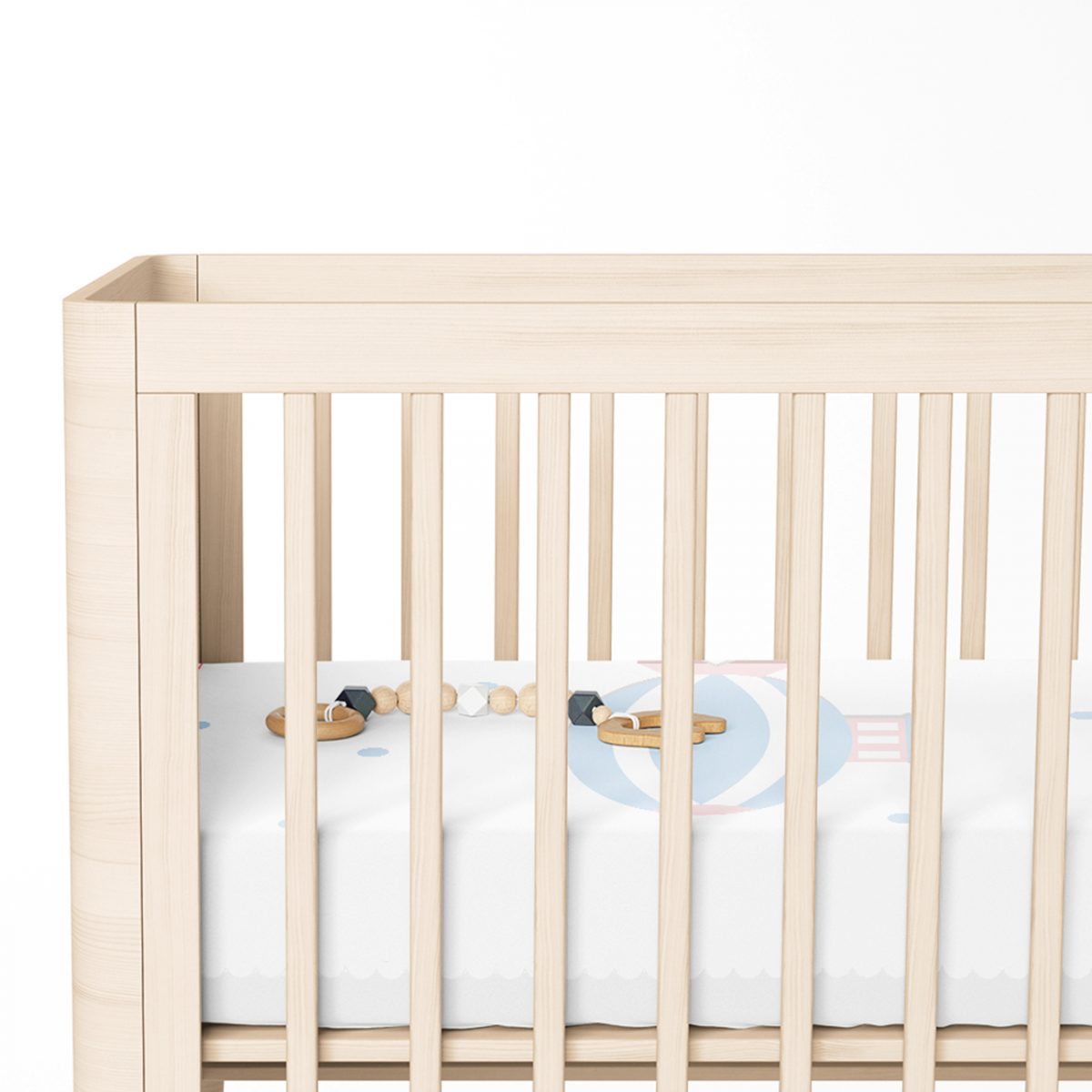 Beyaz Zeminde Balon Tasarımlı Bebek Odası Yatak Örtüsü Realhomes