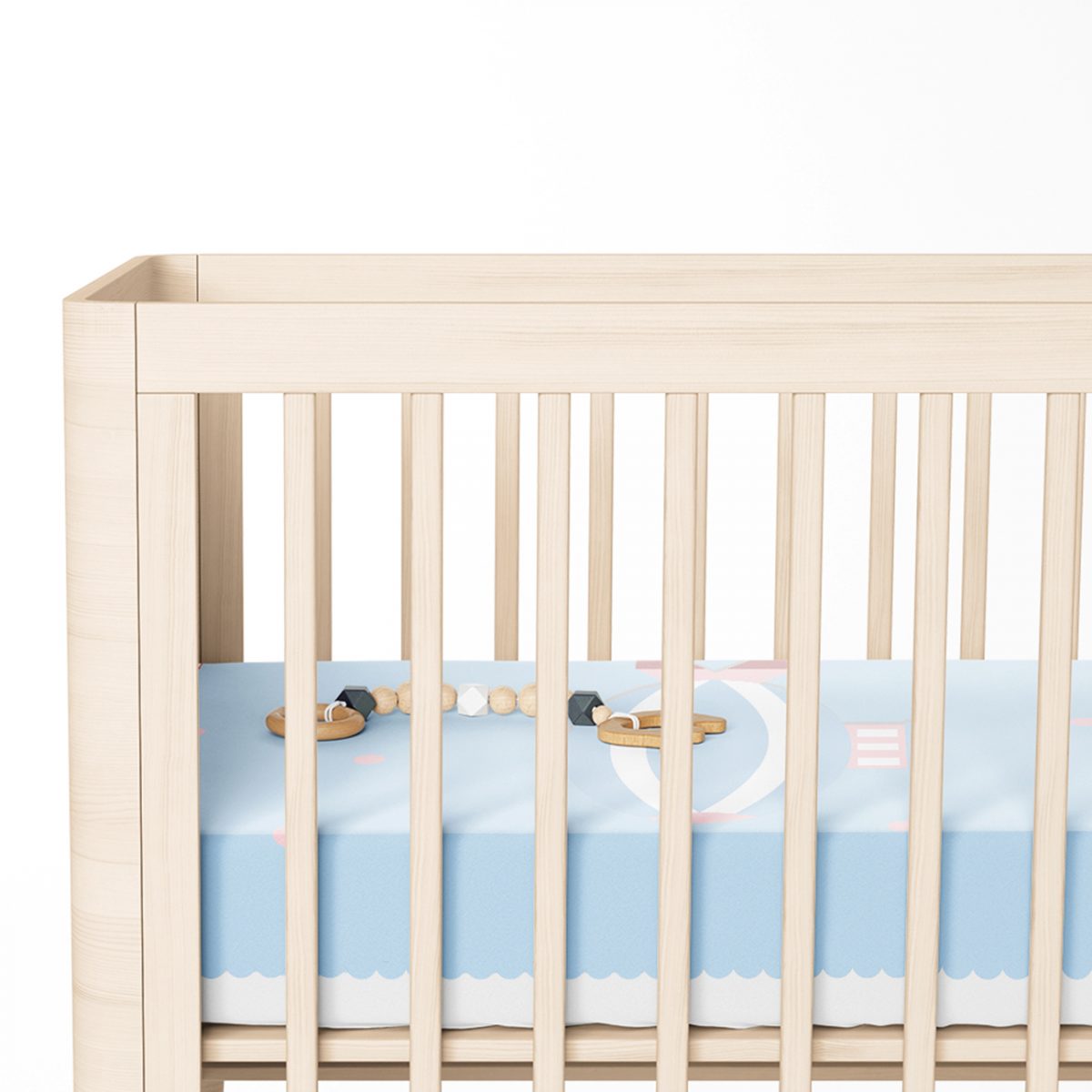 Mavi Zeminde Balon Tasarımlı Bebek Odası Yatak Örtüsü Realhomes