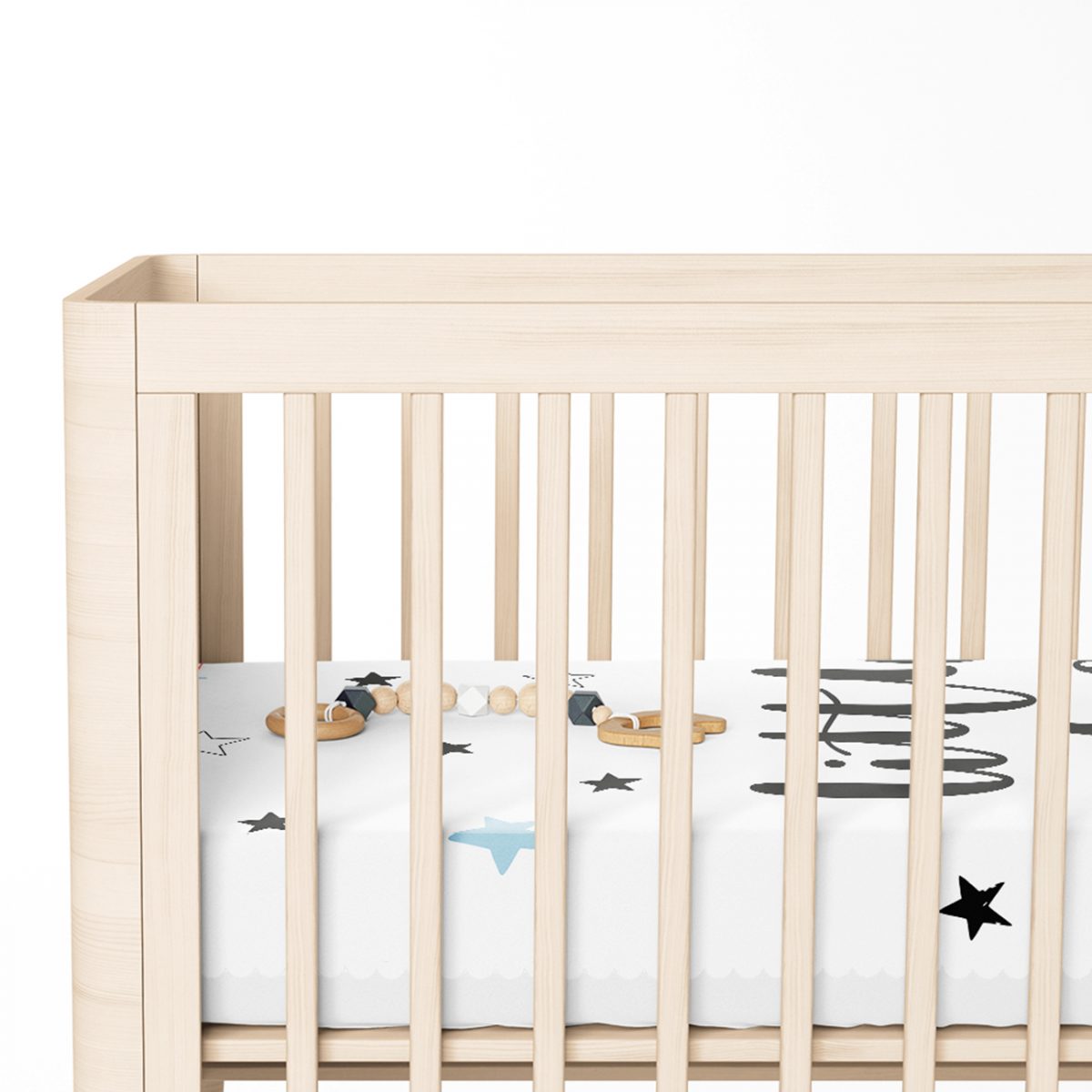 Beyaz Zeminde Little Star Tasarımlı Bebek Odası Yatak Örtüsü Realhomes