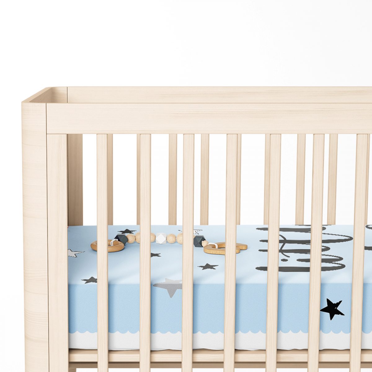 Mavi Zeminde Little Star Tasarımlı Bebek Odası Yatak Örtüsü Realhomes