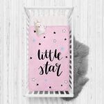 - Rh-Yatak-4481 - Realhomes  Pembe Zeminde Little Star Yıldız Tasarımlı Bebek Odası Yatak Örtüsü Realhomes