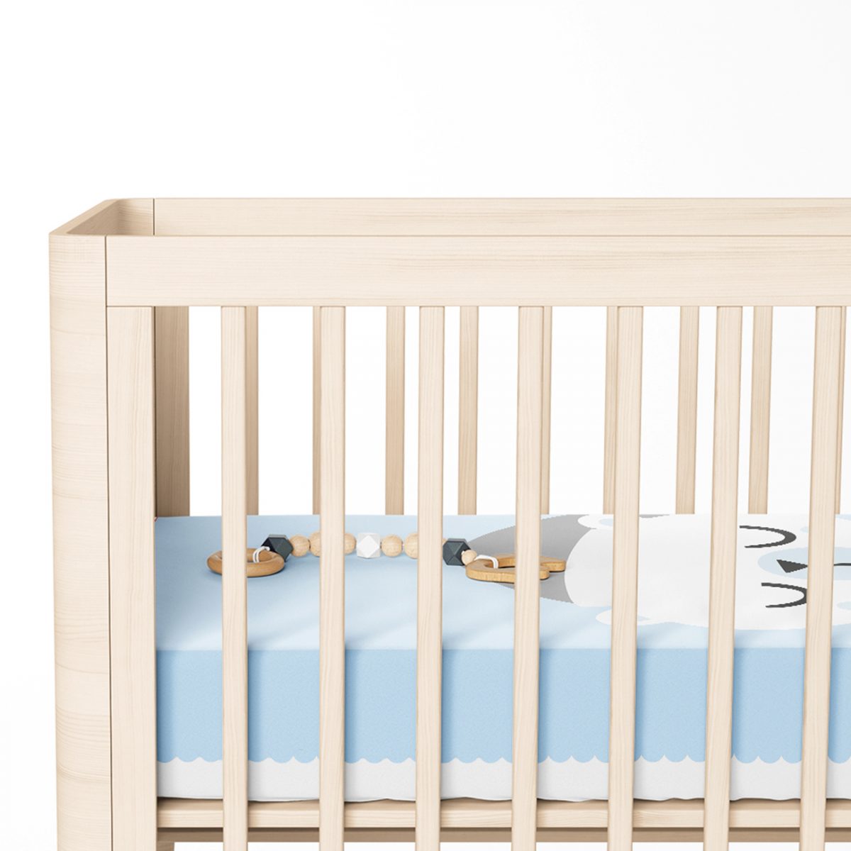 Mavi Zeminde Ayıcık Tasarımlı Bebek Odası Yatak Örtüsü Realhomes