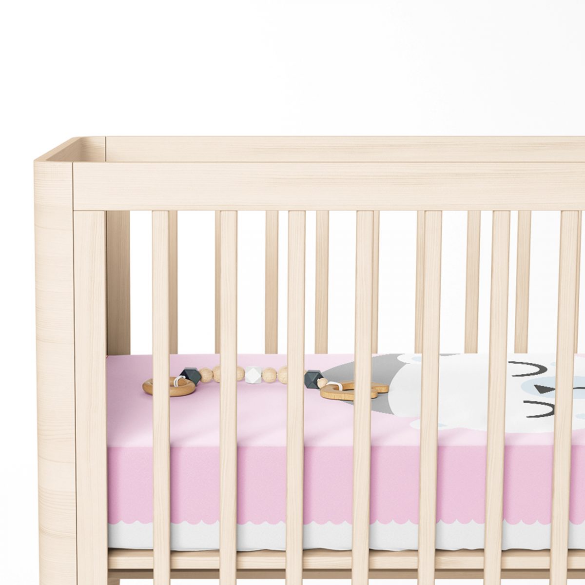 Pembe Zeminde Ayıcık Tasarımlı Bebek Odası Yatak Örtüsü Realhomes
