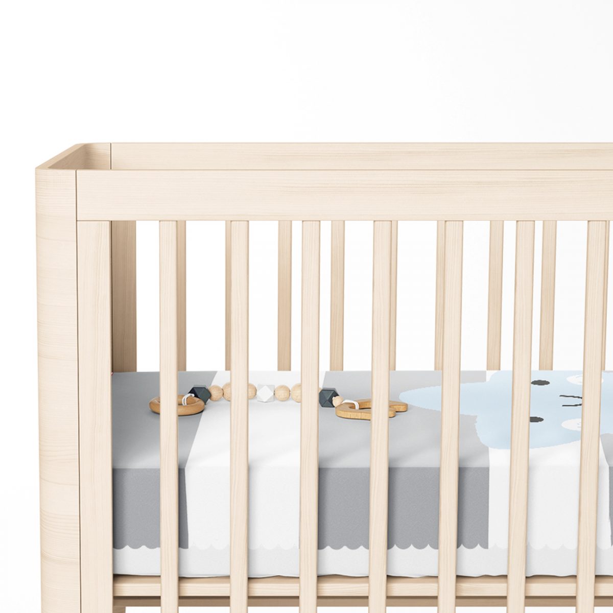 Gri Çizgiler Üzerine Mavi Yıldız Tasarımlı Bebek Odası Yatak Örtüsü Realhomes