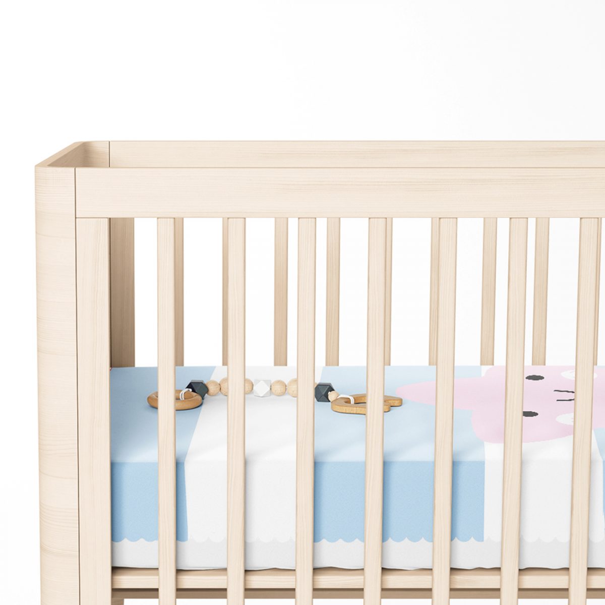 Mavi Çizgiler Üzerine Pembe Yıldız Tasarımlı Bebek Odası Yatak Örtüsü Realhomes