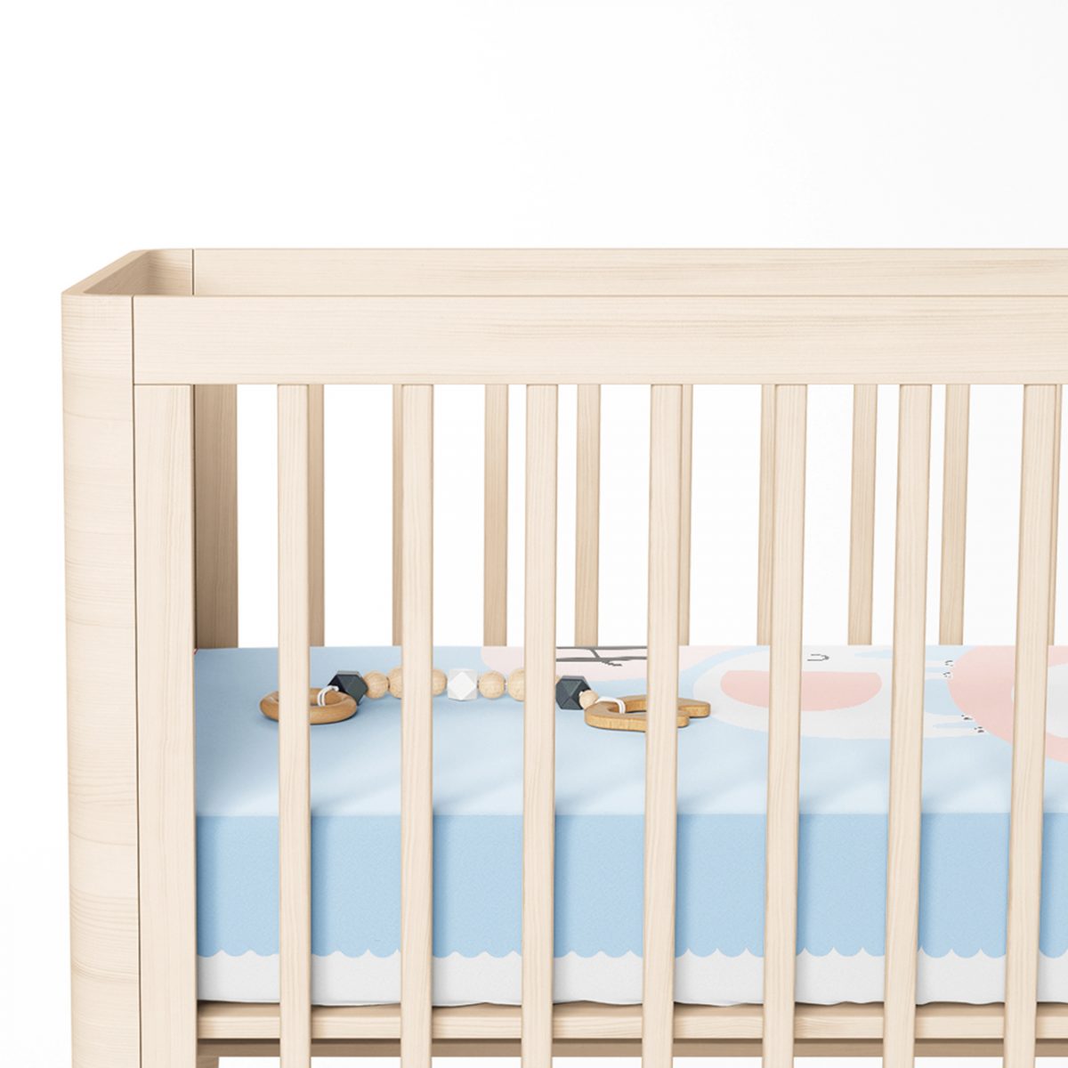Mavi Zeminde Sevimli Filler Özel Tasarımlı Bebek Odası Yatak Örtüsü Realhomes