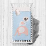 - Rh-Yatak-4505m - Realhomes  Mavi Zeminde Sevimli Filler Özel Tasarımlı Bebek Odası Yatak Örtüsü Realhomes