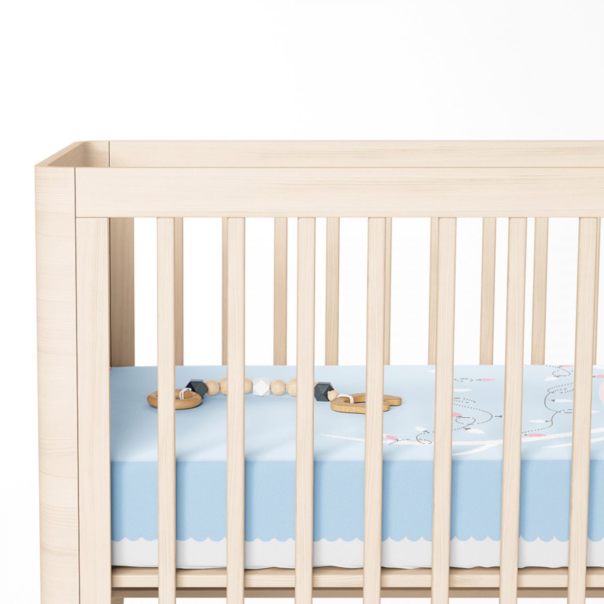 Mavi Zeminde Sevimli Geyik Tasarımlı Bebek Odası Yatak Örtüsü Realhomes