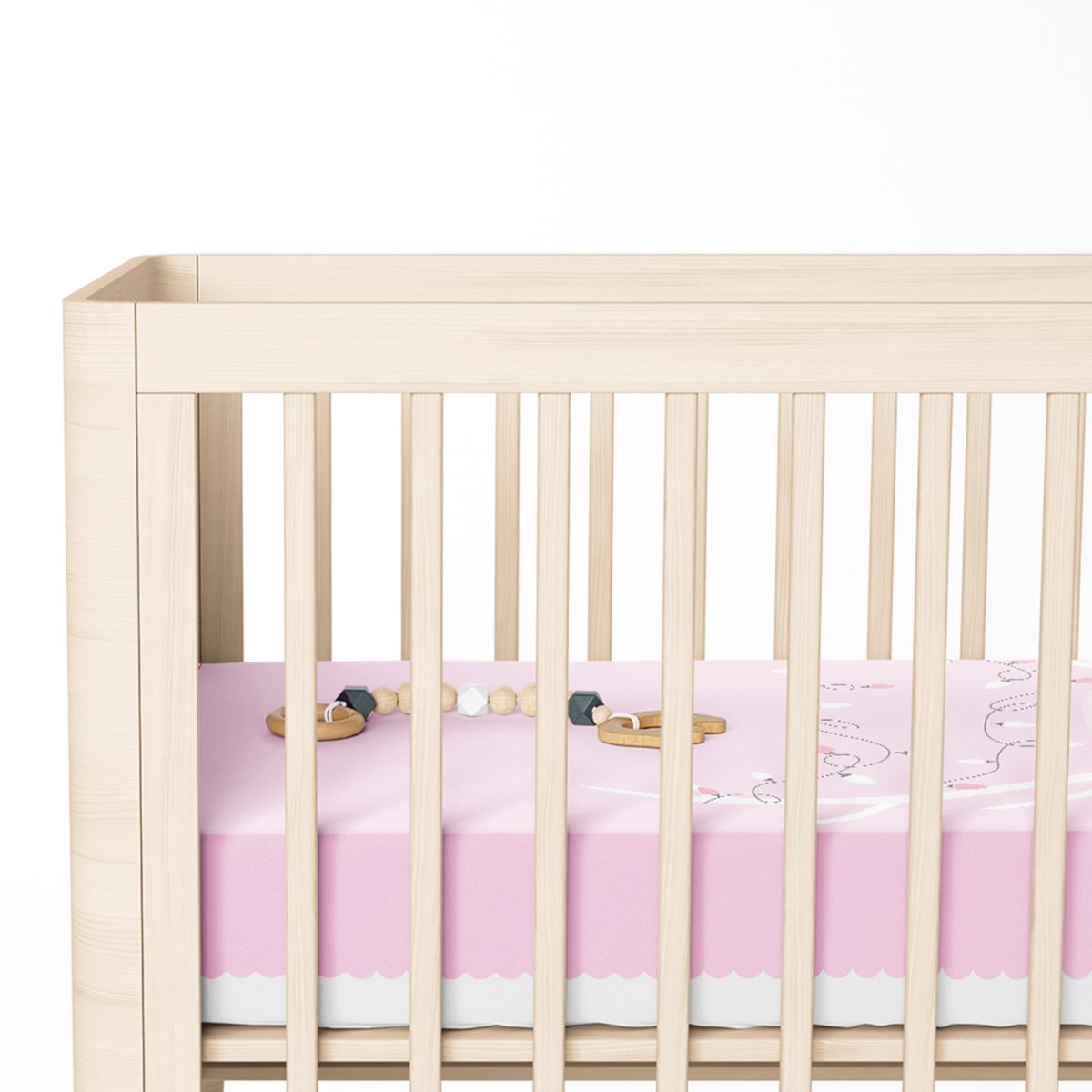 Pembe Zeminde Sevimli Geyik Tasarımlı Bebek Odası Yatak Örtüsü Realhomes