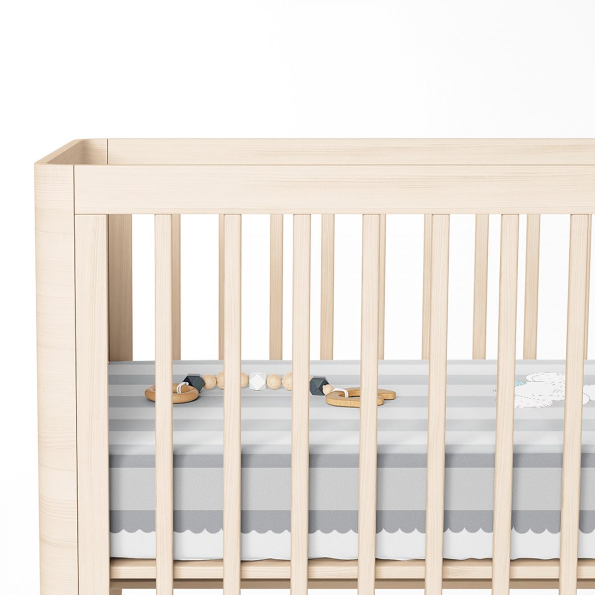 Gri Çizgili Fil Motifli Bebek Odası Yatak Örtüsü Realhomes