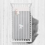 Gri Çizgili Fil Motifli Bebek Odası Yatak Örtüsü Realhomes