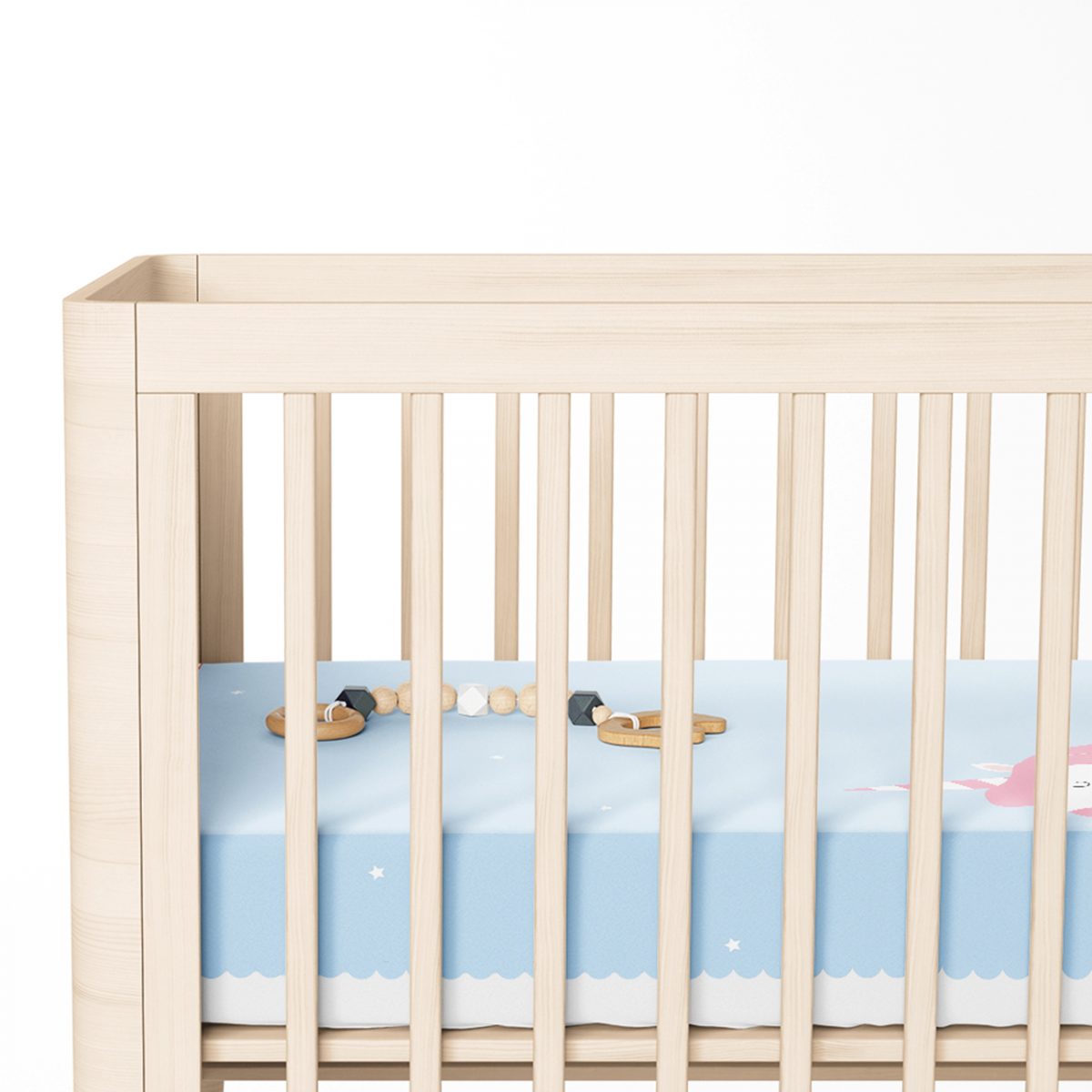 Mavi Unicorn At Desenli Dijital Baskılı Bebek Odası Yatak Örtüsü Realhomes