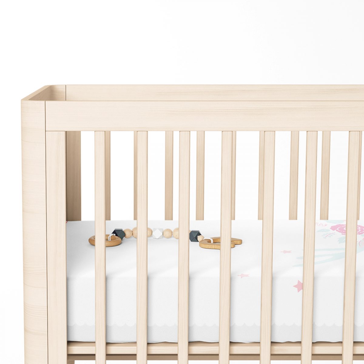 Beyaz Zeminli Sevimli Geyik Tasarımlı Bebek Odası Yatak Örtüsü Realhomes