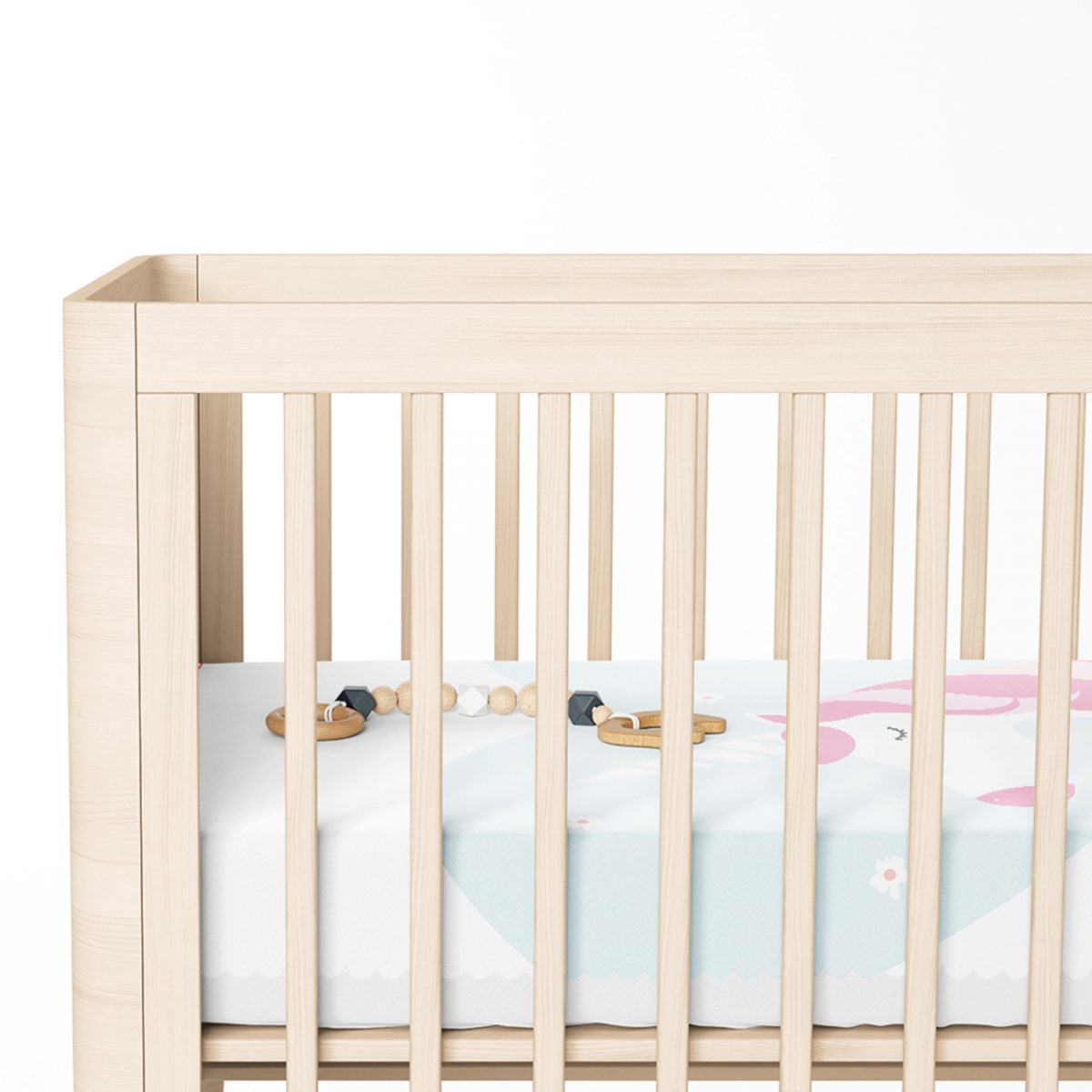 Beyaz Zeminli Mavi Kalpli Unicorn Desenli Çocuk Odası Yatak Örtüsü Realhomes