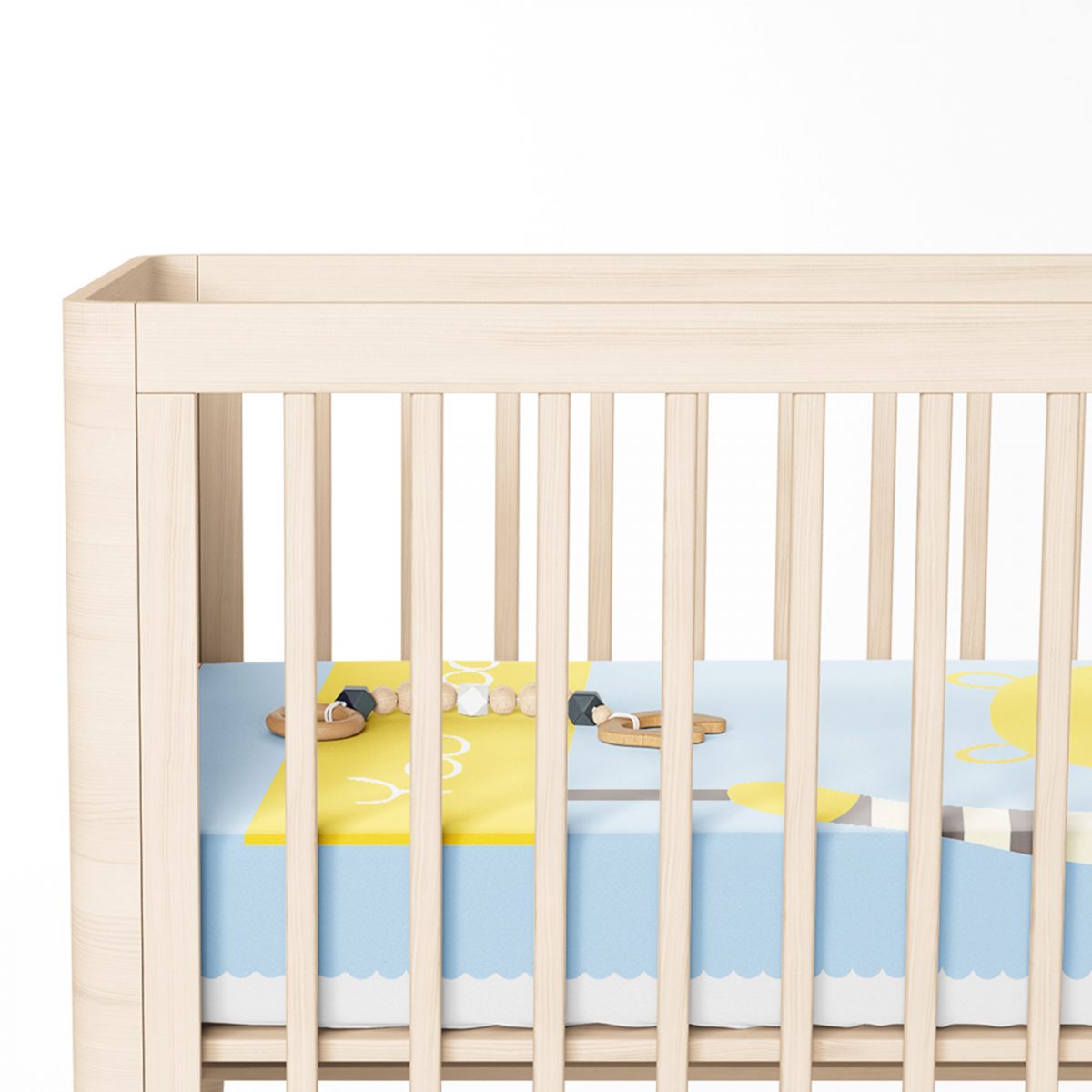 Mavi Zeminde Ayıcık Motifli Dijital Baskılı Çocuk Odası Yatak Örtüsü Realhomes