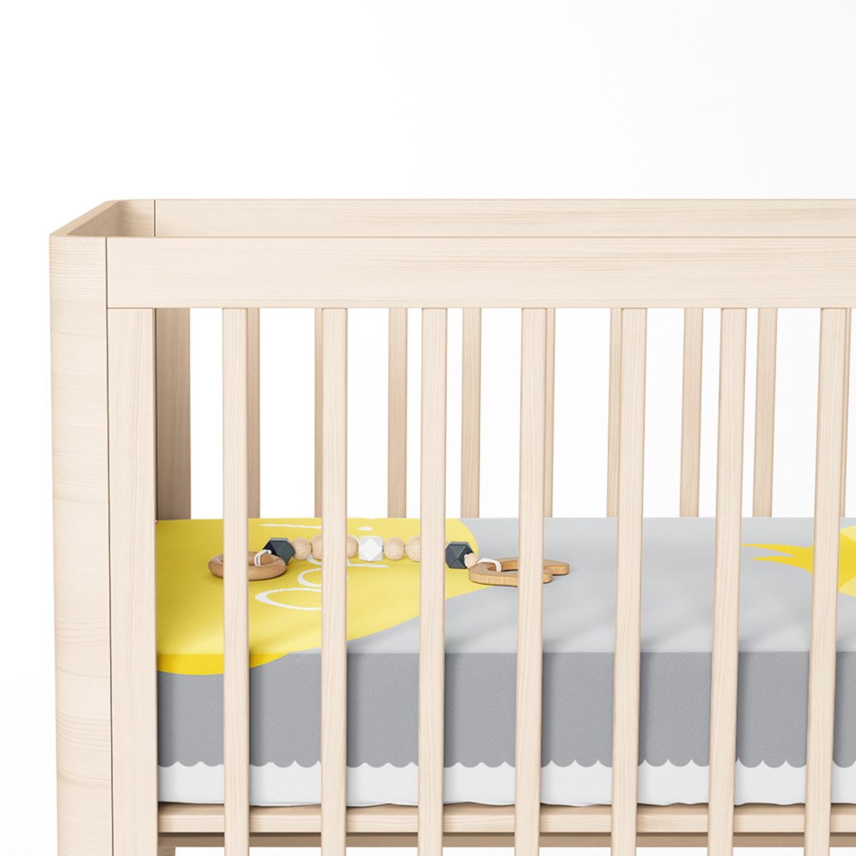 Gri Zeminde Sarı Kuş Motifli Dijital Baskılı Çocuk Odası Yatak Örtüsü Realhomes
