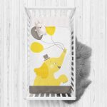 - Rh-Yatak-4594 - Realhomes  Beyaz Zeminde Uçan Balonlar ve Fil Desenli Çocuk Odası Yatak Örtüsü Realhomes