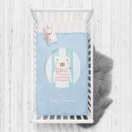 - Rh-Yatak-4806 - Realhomes  Welcome Baby Shower Temalı Sevimli Ayıcık Çocuk Odası Yatak Örtüsü Realhomes