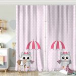 Baykuş Resimli Dijital Baskılı Bebek Odası Fon Perde Realhomes