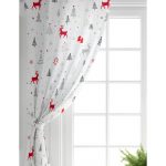 Kırmızı Geyikler ve Ağaçlar Yılbaşı Konseptli Dijital Baskılı Bebek Odası Fon Perde Realhomes